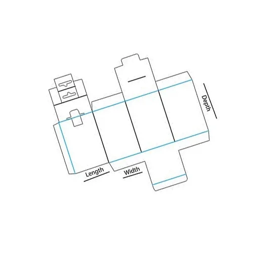 box with hanging and locking tabs dieline